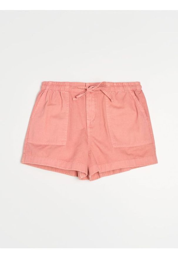 Sinsay - Szorty jeansowe high waist z gumką w pasie - różowy. Stan: podwyższony. Kolor: różowy. Materiał: jeans