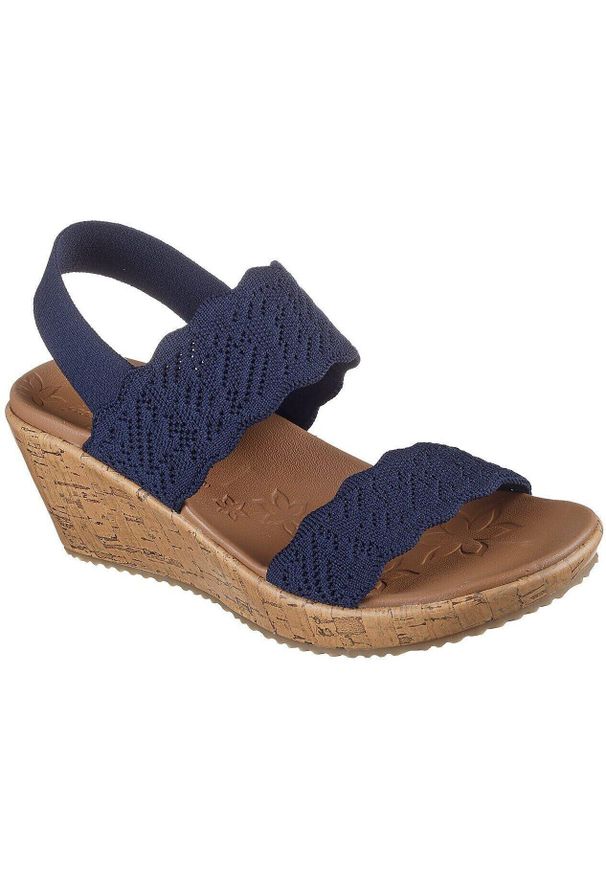 skechers - Sandały Skechers Beverlee - Timeless, Kobiety. Kolor: niebieski. Materiał: materiał