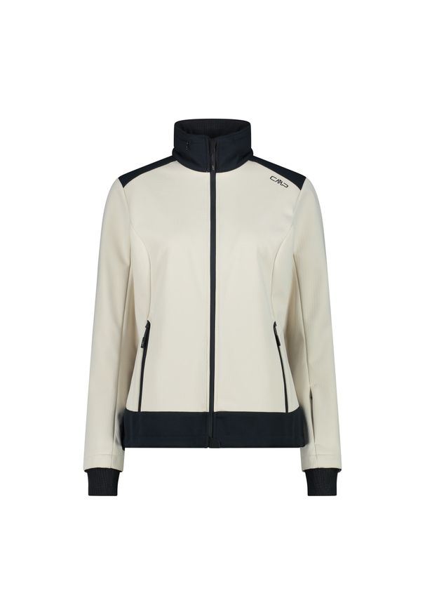 Damska kurtka narciarska z kapturem CMP. Typ kołnierza: kaptur. Kolor: biały. Materiał: softshell. Sezon: zima. Sport: narciarstwo