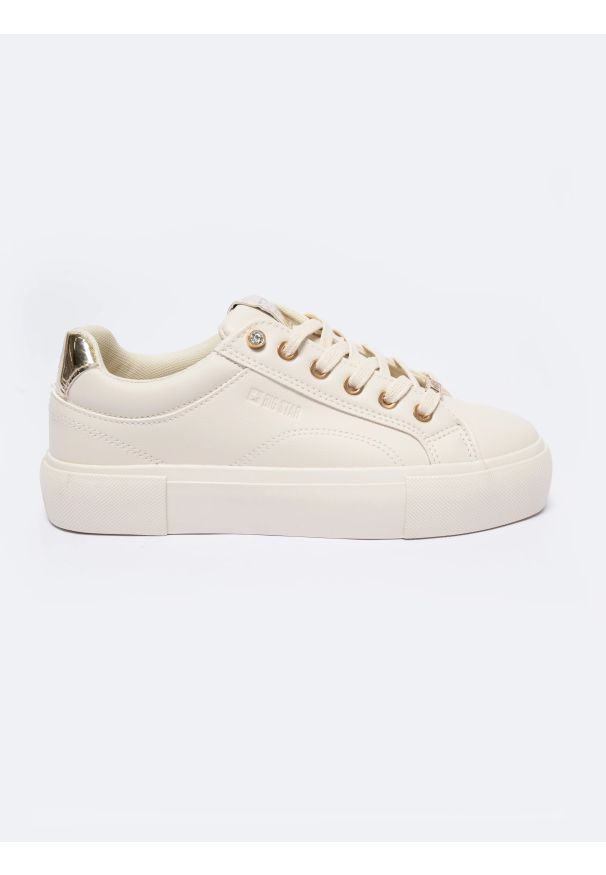 Big-Star - Sneakersy damskie ze skóry ekologicznej białe NN274A851 101. Kolor: biały. Materiał: skóra ekologiczna