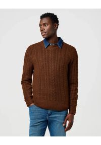Wrangler - MESKI SWETER WRANGLER CABLE KNIT SWEATER MAHOGANY HEATHER 112371665 #1