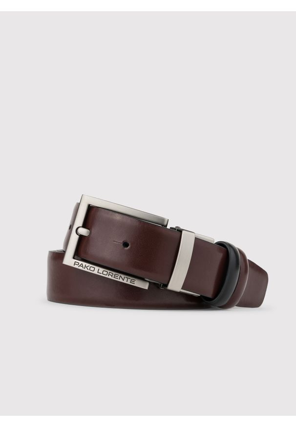 Pako Lorente - PAKO LORENTE - Dwustronny skórzany pasek z matową klamrą. Materiał: skóra