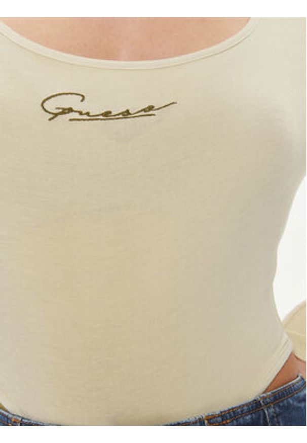 Guess Body Allycia V4RP05 KC2V0 Beżowy Slim Fit. Kolor: beżowy. Materiał: syntetyk