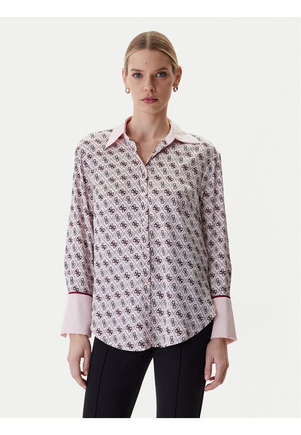 Guess Koszula W4YH47 WF1T2 Różowy Regular Fit. Kolor: różowy. Materiał: syntetyk