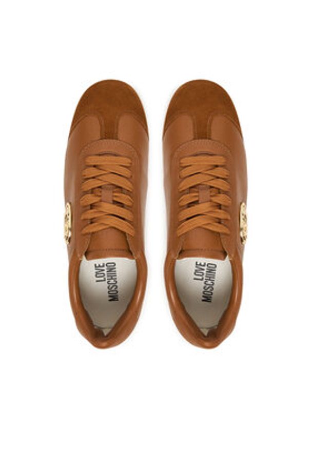 Love Moschino - LOVE MOSCHINO Sneakersy JA10121G1OIK120A Brązowy. Kolor: brązowy. Materiał: skóra