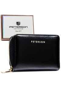 Portfel damski Peterson PTN 010-HF czarny. Kolor: czarny. Materiał: skóra ekologiczna. Wzór: aplikacja