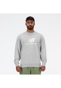 Bluza męska New Balance MT41500AG – szara. Typ kołnierza: bez kaptura. Kolor: szary. Materiał: poliester, bawełna. Wzór: napisy