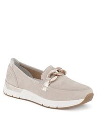 Rieker Loafersy 58944-60 Beżowy. Kolor: beżowy. Materiał: zamsz, skóra #5