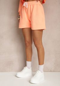 Renee - Pomarańczowy Komplet Dresowy z Bawełną Szorty i Krótka Bluza z Kapturem Ralarose. Kolor: pomarańczowy. Materiał: dresówka, bawełna. Sport: turystyka piesza #5