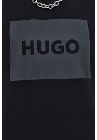 Hugo bluza bawełniana 50467944 męska kolor czarny z nadrukiem. Kolor: czarny. Materiał: bawełna. Wzór: nadruk #3