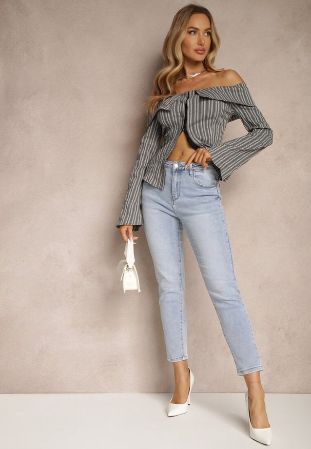 Renee - Jasnoniebieskie Jeansy z Bawełny Typu Skinny Selinda. Okazja: na co dzień. Kolor: niebieski. Wzór: aplikacja, gładki. Styl: klasyczny, elegancki, casual