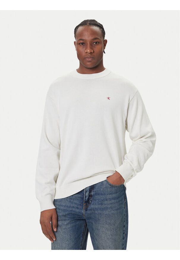 Calvin Klein Jeans Sweter LV04RC309G Écru Regular Fit. Materiał: bawełna