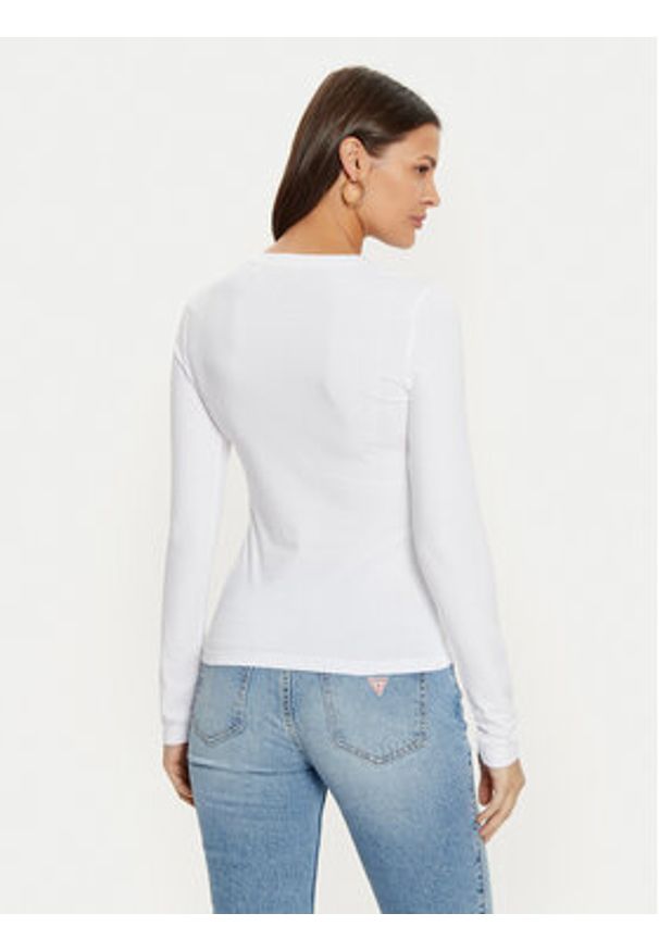 Guess Jeans Bluzka W4YI21 J1314 Biały Slim Fit. Kolor: biały. Materiał: bawełna