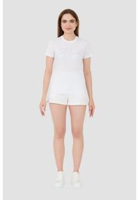 Karl Lagerfeld - KARL LAGERFELD Biały damski t-shirt Rhinestone Logo, Rozmiar L. Kolor: biały #5