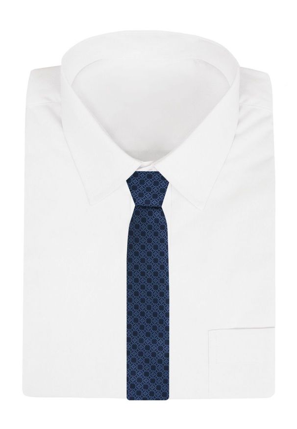 Krawat Męski - Angelo di Monti - Granatowy, Regularny Wzór. Kolor: niebieski. Materiał: tkanina. Styl: elegancki, wizytowy