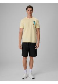 4f - 4F T-shirt regular z nadrukiem męski - żółty S. Okazja: na co dzień. Kolor: żółty. Materiał: bawełna, dzianina. Wzór: nadruk. Styl: wakacyjny, casual, klasyczny #2
