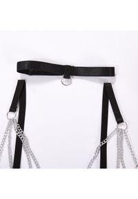 Intica - Komplet bielizny z koronką i srebrnymi łańcuszkami na randkę Nune. Kolor: czarny. Materiał: koronka. Wzór: koronka #9