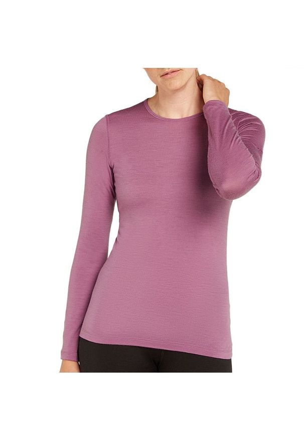 Koszulka Icebreaker Merino 200 Oasis Long Sleeve Crewe Thermal 10437502V1 - różowa. Kolor: różowy. Materiał: materiał, wełna. Długość rękawa: długi rękaw. Sport: fitness, wspinaczka