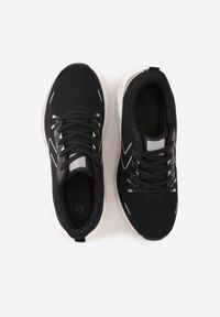 Born2be - Czarne Sneakersy na Grubej Geometrycznej Podeszwie Alexusa. Okazja: na co dzień. Kolor: czarny. Materiał: jeans, dresówka. Wzór: geometria #9