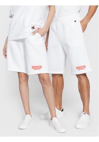 Champion Szorty sportowe Unisex STRANGER THINGS 217782 Biały Regular Fit. Kolor: biały. Materiał: bawełna, syntetyk. Styl: sportowy