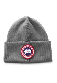 CANADA GOOSE - Szara czapka z logo. Kolor: szary. Materiał: wełna. Styl: klasyczny