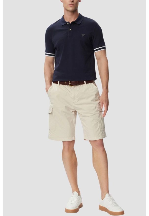 Guess - GUESS Granatowy męski t-shirt polo Lyle, Rozmiar L. Okazja: na co dzień. Typ kołnierza: polo. Kolor: niebieski. Styl: elegancki, casual, klasyczny