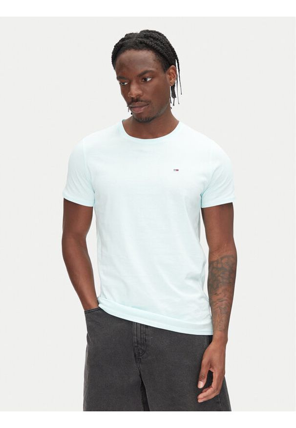 Tommy Jeans T-Shirt DM0DM04411 Zielony Slim Fit. Kolor: zielony. Materiał: bawełna