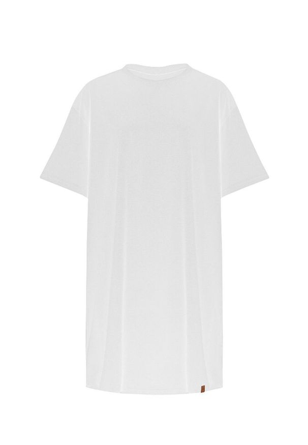 MUUV - Sukienka Boyfriends Tshirt. Kolor: biały. Materiał: bawełna, dzianina. Długość rękawa: krótki rękaw