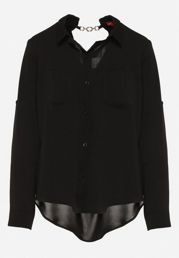 Born2be - Czarna Koszula z Regulacją przy Rękawach Adevere. Okazja: na co dzień. Typ kołnierza: kołnierzyk klasyczny. Kolor: czarny. Materiał: jeans. Długość rękawa: długi rękaw. Długość: długie. Styl: casual, elegancki, klasyczny