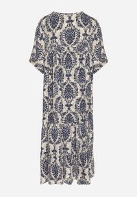 Born2be - Niebieska Sukienka z Bawełną w Abstrakcyjny Wzór Filindela. Okazja: na co dzień, na spacer. Kolor: niebieski. Materiał: bawełna. Wzór: aplikacja. Styl: klasyczny, casual, elegancki #3