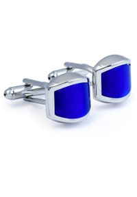 Modini - Zaokrąglone kobaltowe spinki do mankietów A166. Kolor: niebieski #1