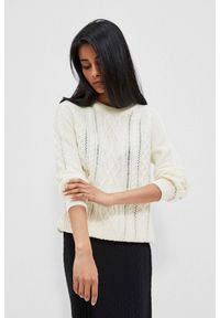 MOODO - Ażurowy sweter. Materiał: akryl, bawełna. Wzór: ażurowy