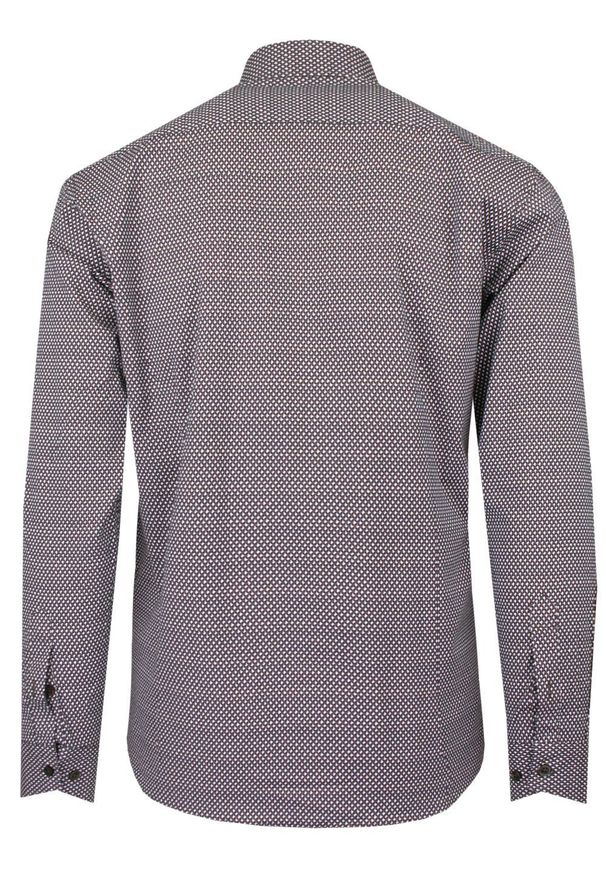 Koszula Wizytowa z Prostym Krojem - Victorio - Brąz, Drobny Wzór. Okazja: na co dzień. Kolor: brązowy, beżowy, wielokolorowy. Materiał: elastan, bawełna. Długość rękawa: długi rękaw. Długość: długie. Styl: wizytowy