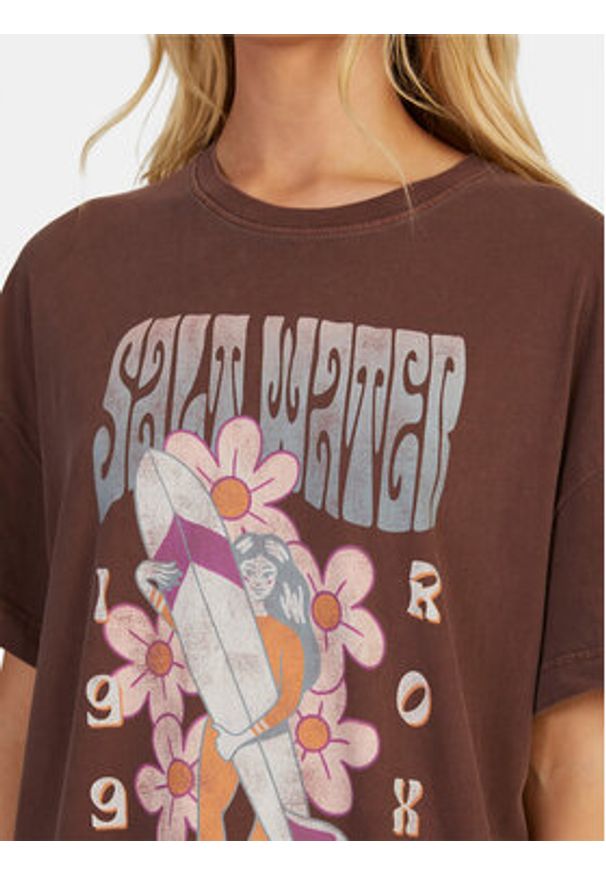 Roxy T-Shirt Sweetjanis Tees URJZT03737 Brązowy Regular Fit. Kolor: brązowy. Materiał: bawełna