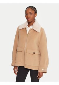 Marella Płaszcz wełniany Gettone 2523086011 Beżowy Loose Fit. Kolor: beżowy. Materiał: syntetyk