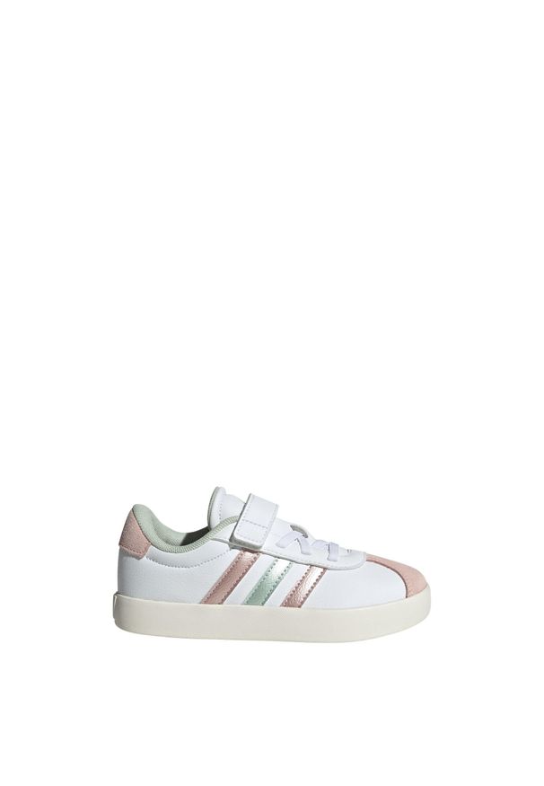 Adidas - Buty VL Court 3.0 Skateboarding Kids. Kolor: biały, wielokolorowy, różowy, zielony. Materiał: zamsz. Wzór: gładki. Sport: skateboard