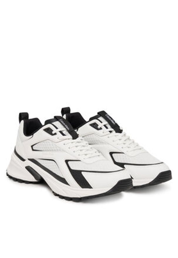 Calvin Klein Sneakersy Hike Runner Laceup Strip M-Lt HM0HM02154 Biały. Kolor: biały. Materiał: skóra