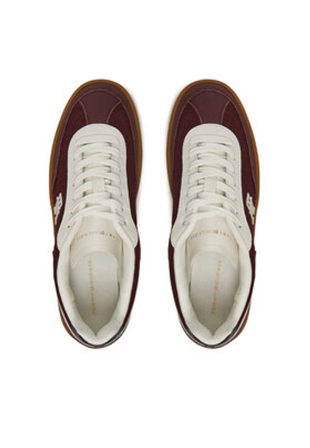 TOMMY HILFIGER - Tommy Hilfiger Sneakersy Heritage Sneaker Perf FW0FW08380 Bordowy. Kolor: czerwony. Materiał: zamsz, skóra