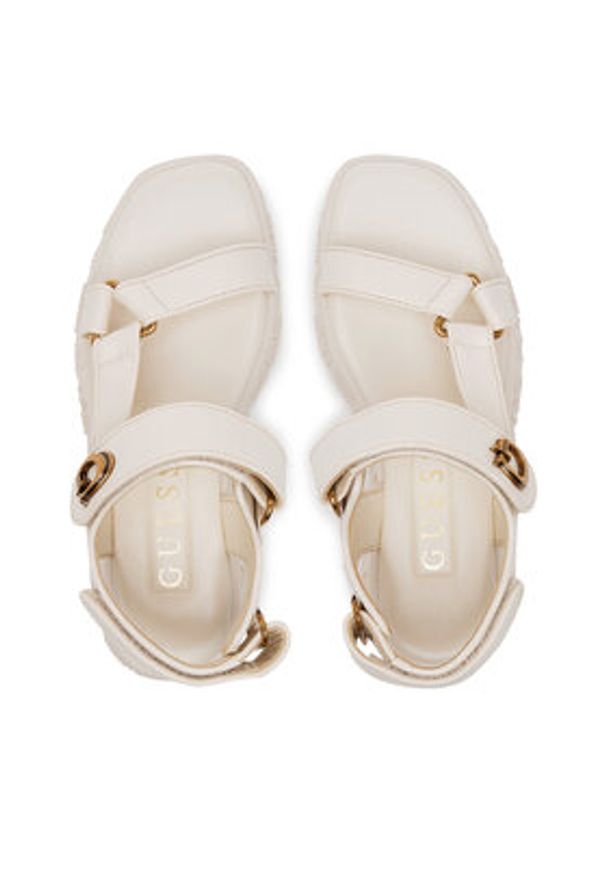 Guess Sandały FLJLAN ELE03 Écru. Materiał: skóra