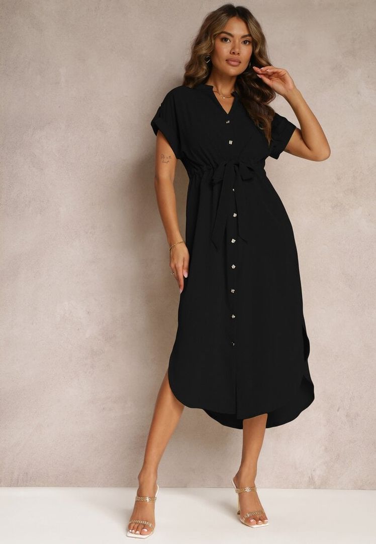 Czarna sukienka Sinsay midi, z krótkim rękawem 440BE-99X