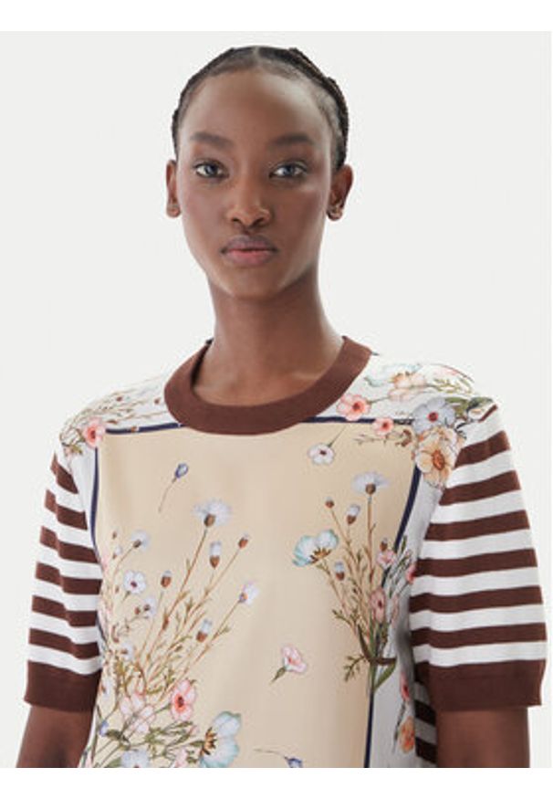 Liu Jo T-Shirt WA6386 MS49I Brązowy Regular Fit. Kolor: brązowy. Materiał: wiskoza