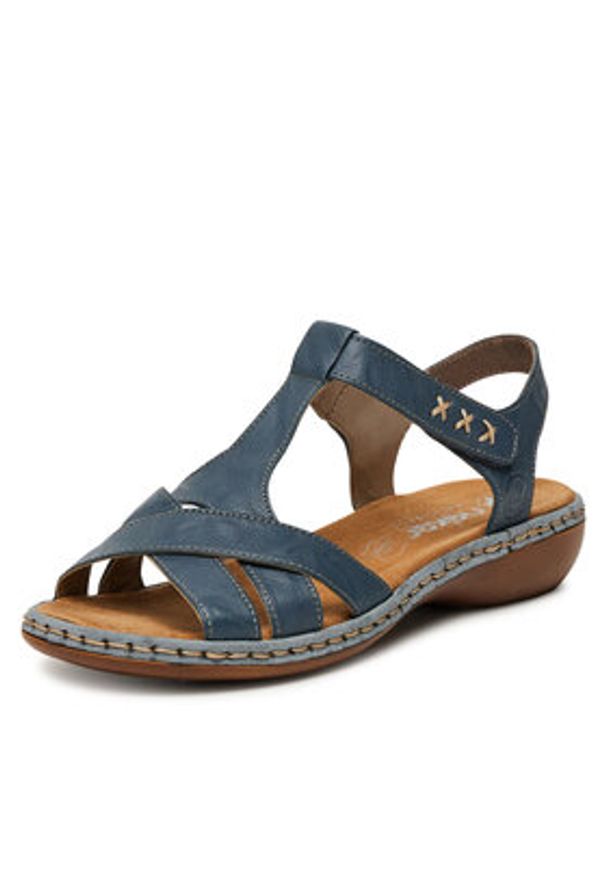 Rieker Sandały 65919-12 Niebieski. Kolor: niebieski. Materiał: skóra