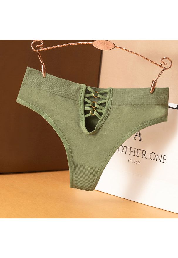 Intica - Tangi sportowe z wycięciem do ćwiczeń Denae. Kolor: zielony. Materiał: materiał