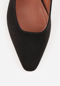 Renee - Czarne Czółenka VICES Slingback na Geometrycznym Słupku Messeleia. Zapięcie: pasek. Kolor: czarny. Wzór: geometria. Obcas: na słupku #2