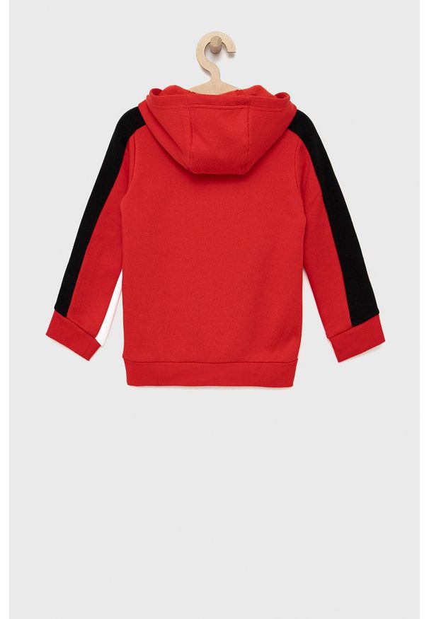 adidas Performance bluza dziecięca HC5657 kolor czerwony z kapturem z nadrukiem. Okazja: na co dzień. Typ kołnierza: kaptur. Kolor: czerwony. Materiał: bawełna, materiał. Wzór: nadruk. Styl: casual