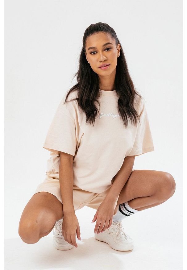 Hype t-shirt bawełniany kolor różowy. Kolor: różowy. Materiał: bawełna. Wzór: nadruk