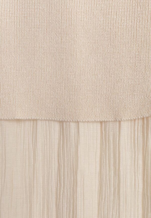 Born2be - Beżowa Dwuwarstwowa Sukienka Dzianinowa z Wiskozą i Paskiem z Klamrą Arkesia. Okazja: na co dzień, na spotkanie biznesowe. Kolor: beżowy. Materiał: dzianina, wiskoza. Typ sukienki: proste. Styl: casual, biznesowy, elegancki