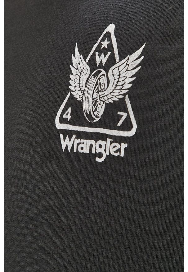 Wrangler - Bluza bawełniana. Okazja: na co dzień. Kolor: niebieski. Materiał: bawełna. Wzór: nadruk. Styl: casual