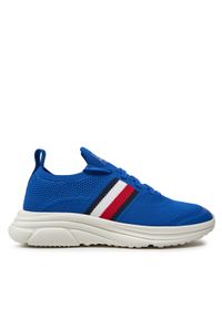 TOMMY HILFIGER - Tommy Hilfiger Sneakersy Modern Runner Knit Stripes Ess FM0FM04798 Niebieski. Kolor: niebieski