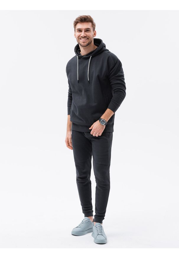 Ombre Clothing - Komplet męski bluza + spodnie - czarny Z49 - XXL. Kolor: czarny. Materiał: bawełna